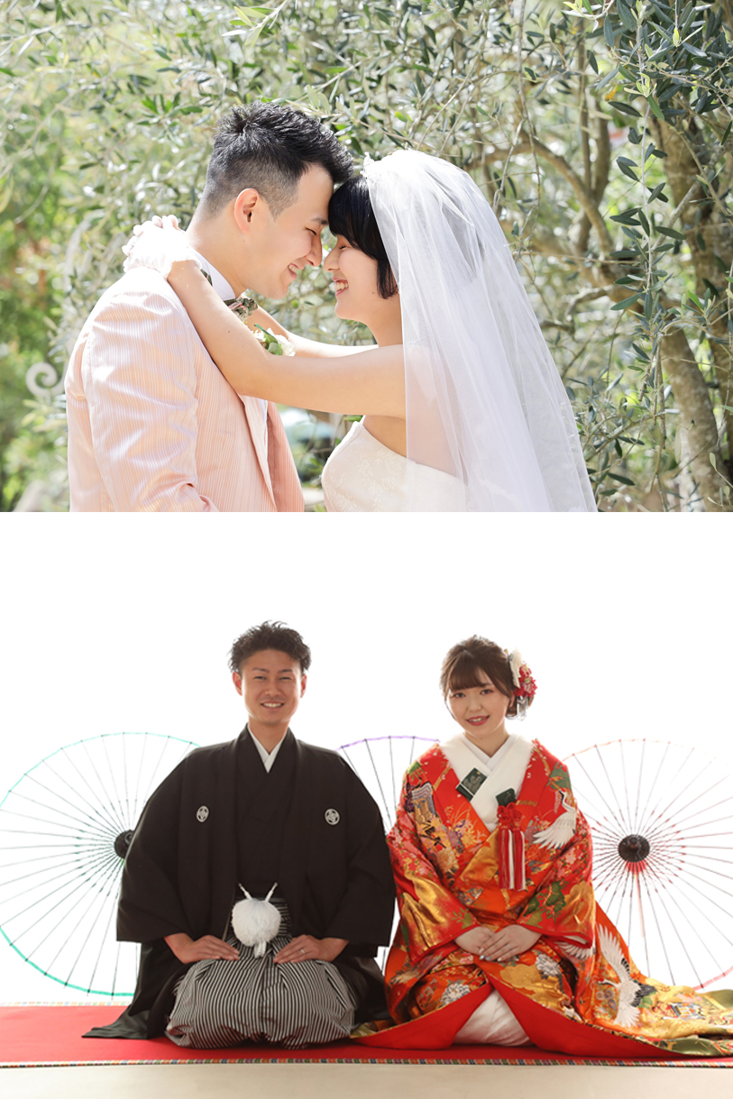 洋装ロケーションと和装スタジオの2カットを組み合わせたプラン