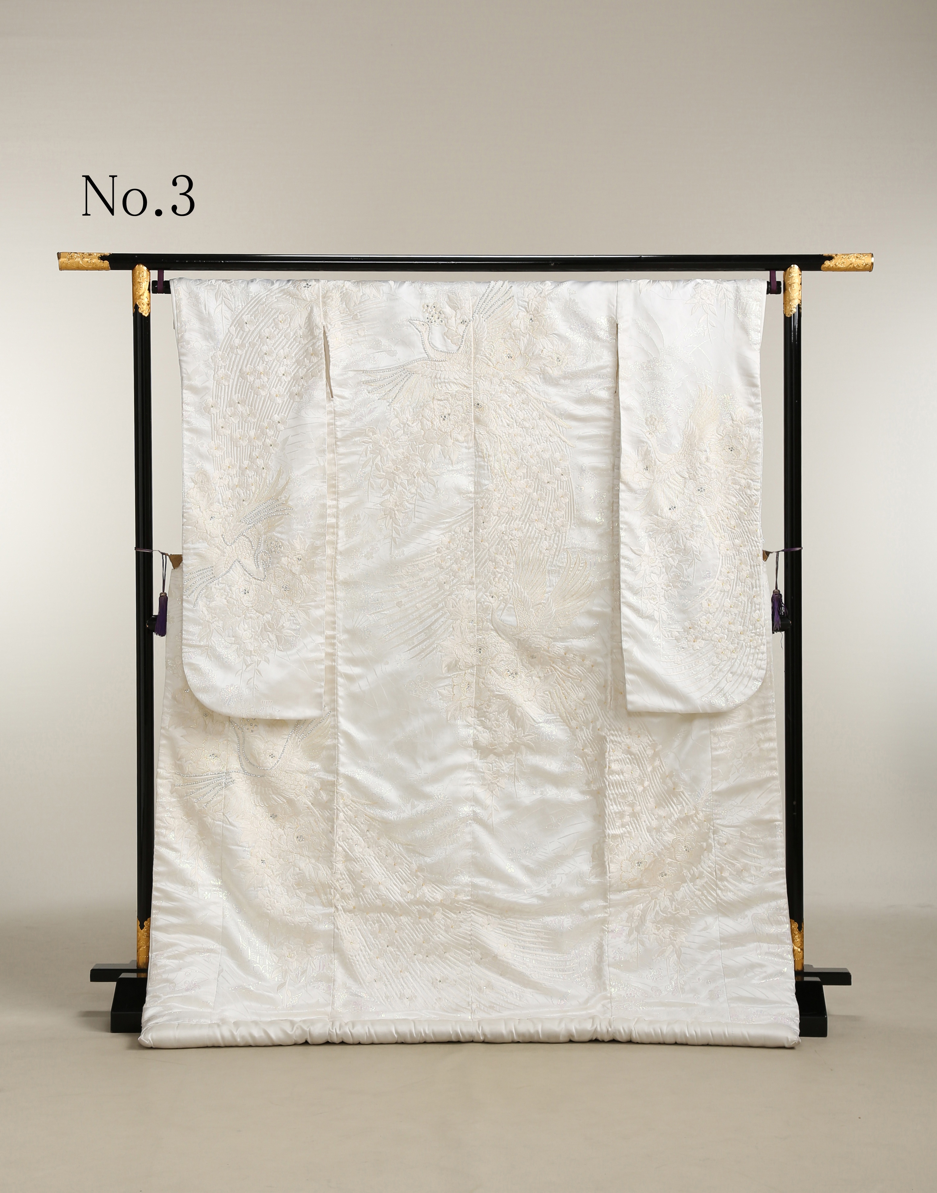 和装 白無垢 No.3｜白綸子地・鳳凰と草花の地紋織り柄