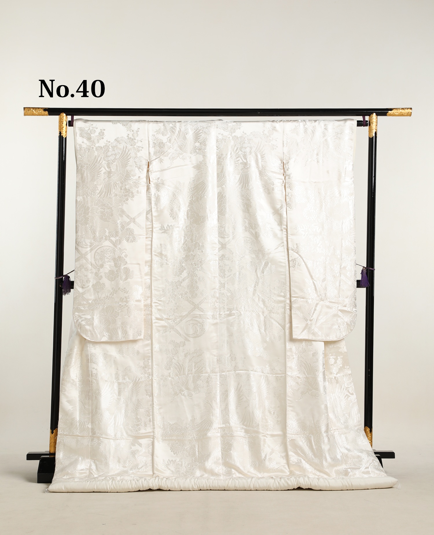 和装 白無垢 No.40｜白綸子地・束ね熨斗と菊の地紋織り柄