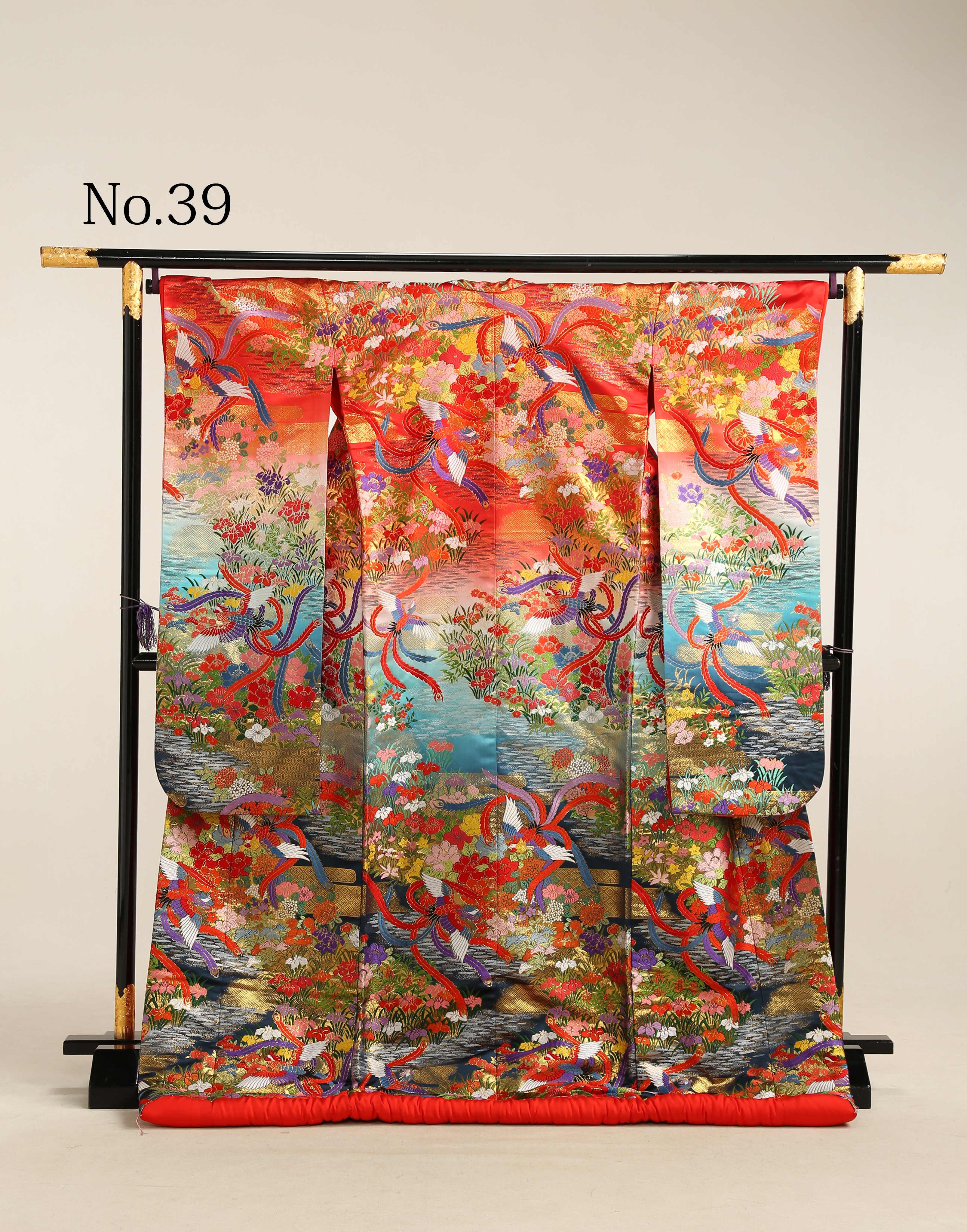 和装 色打掛 No.39｜赤から水色のグラデーション・鳳凰