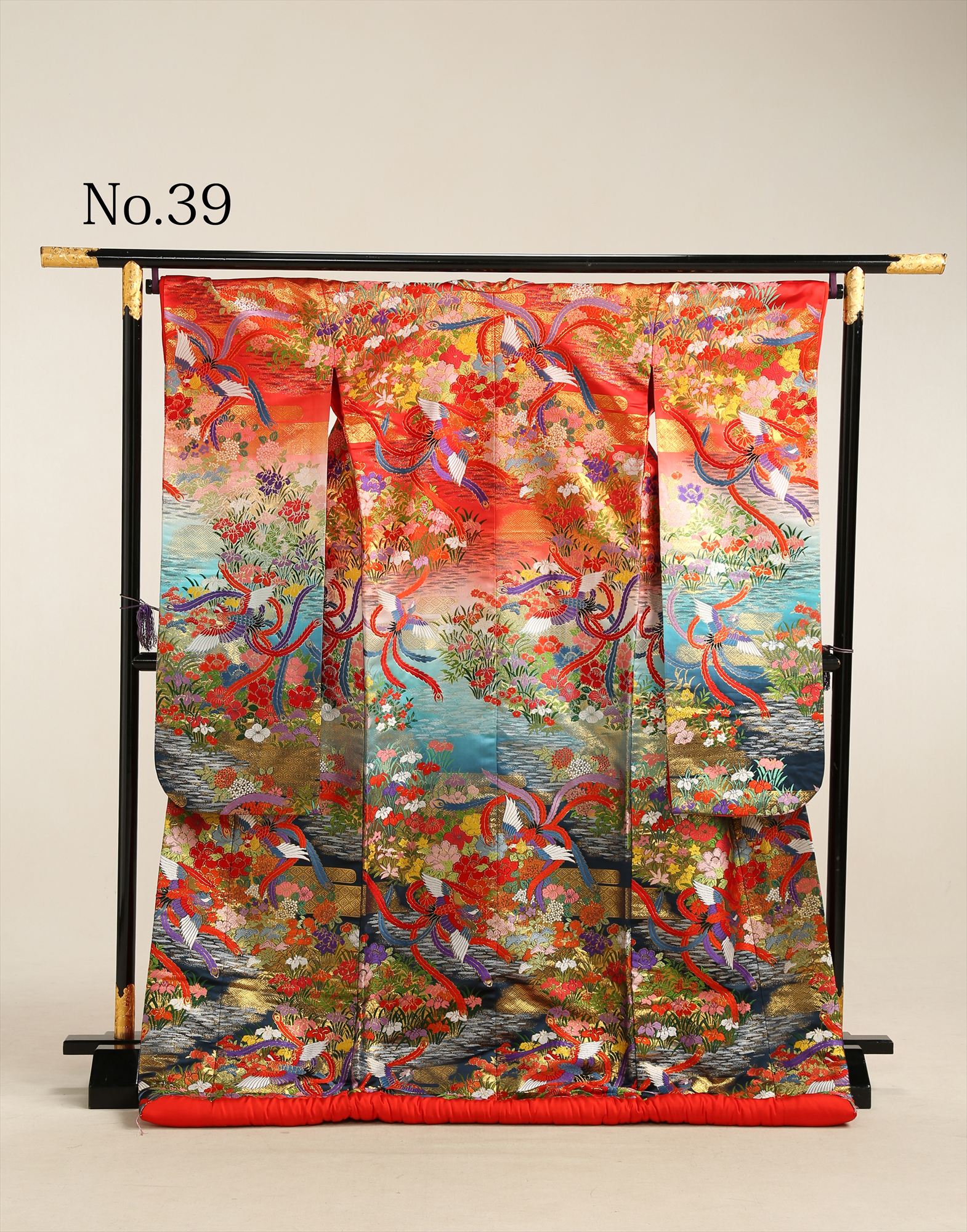 和装 色打掛 No.39｜赤から水色のグラデーション・鳳凰