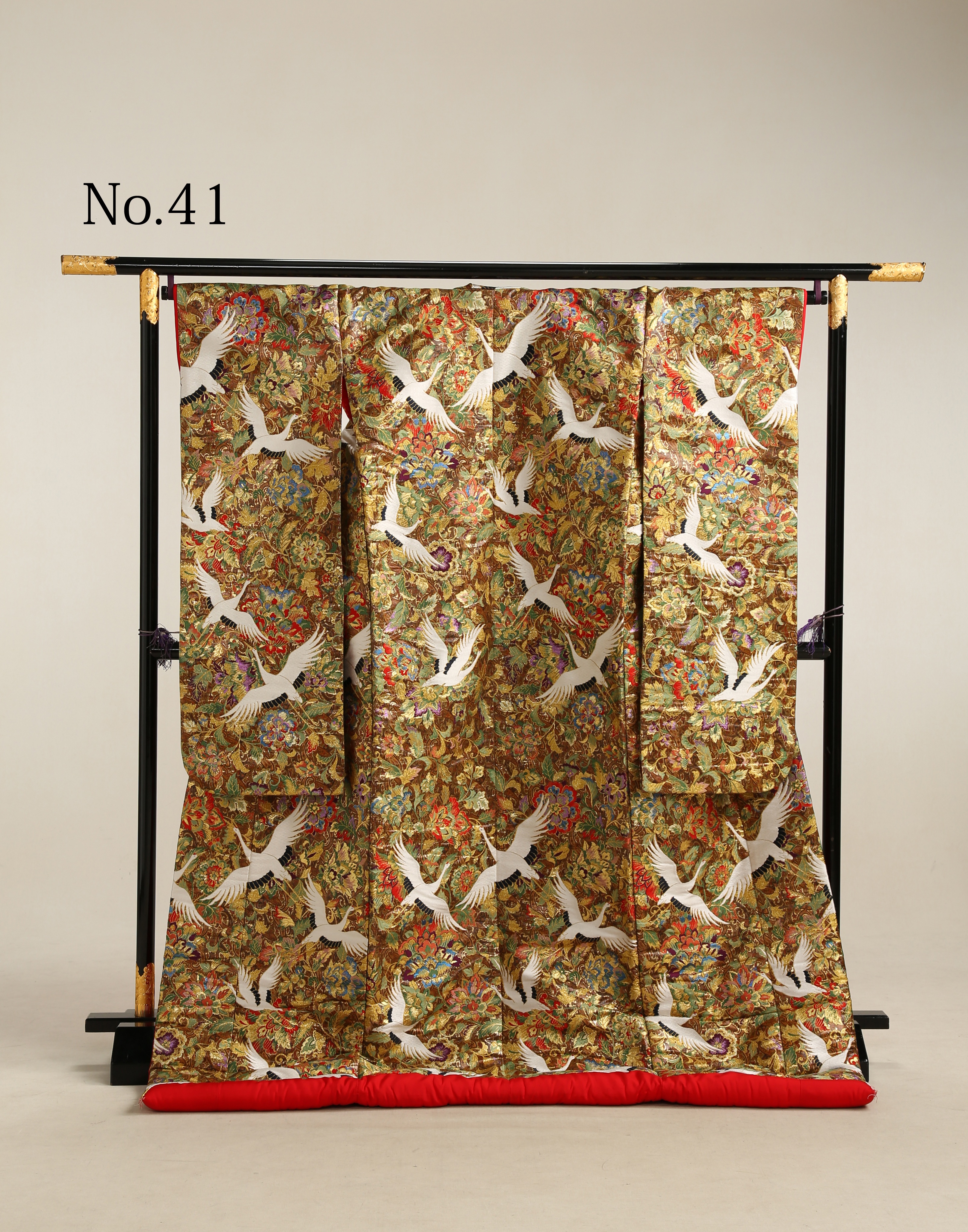 和装 色打掛 No.41｜金茶地に鶴と唐花模様