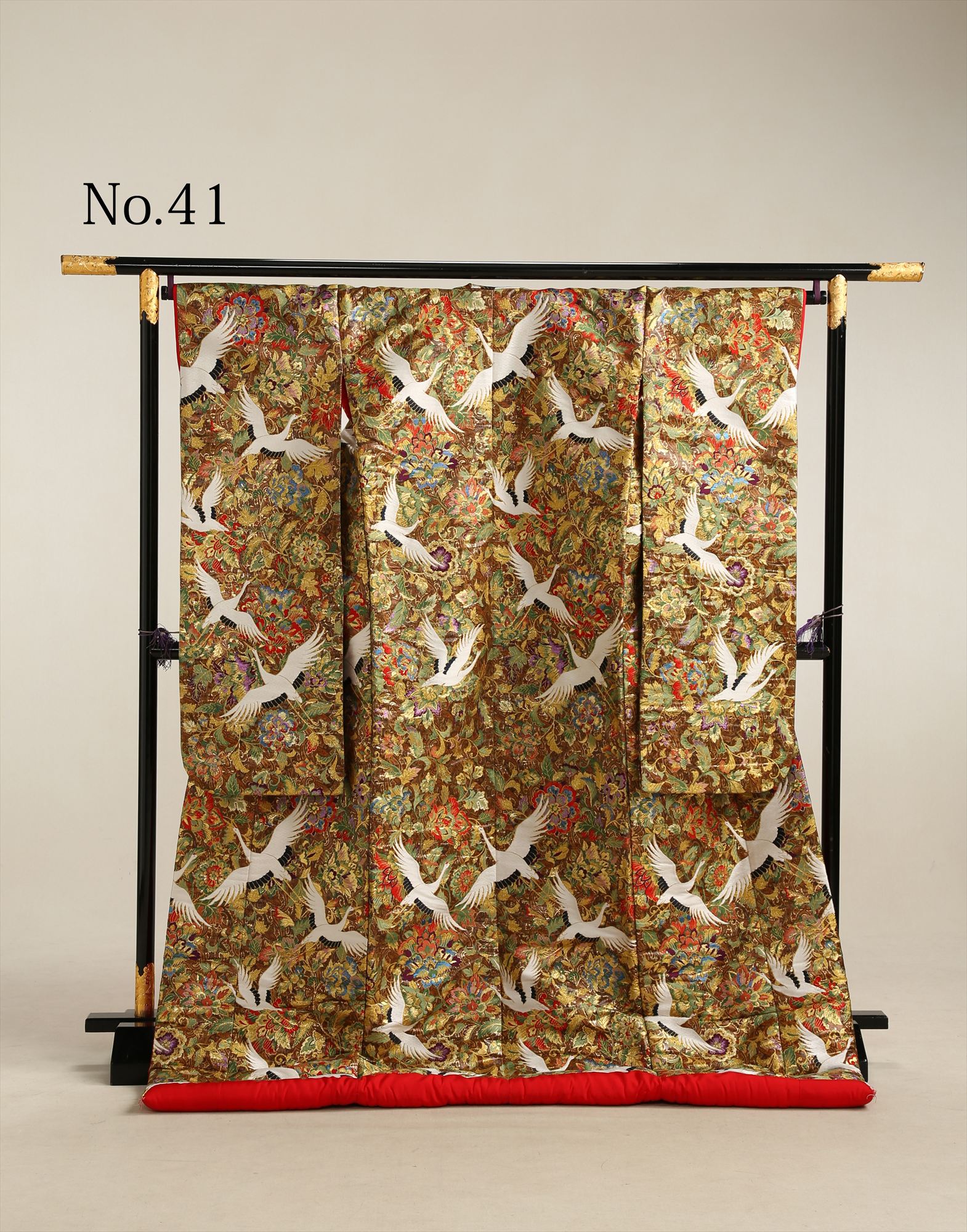 和装 色打掛 No.41｜金茶地に鶴と唐花模様