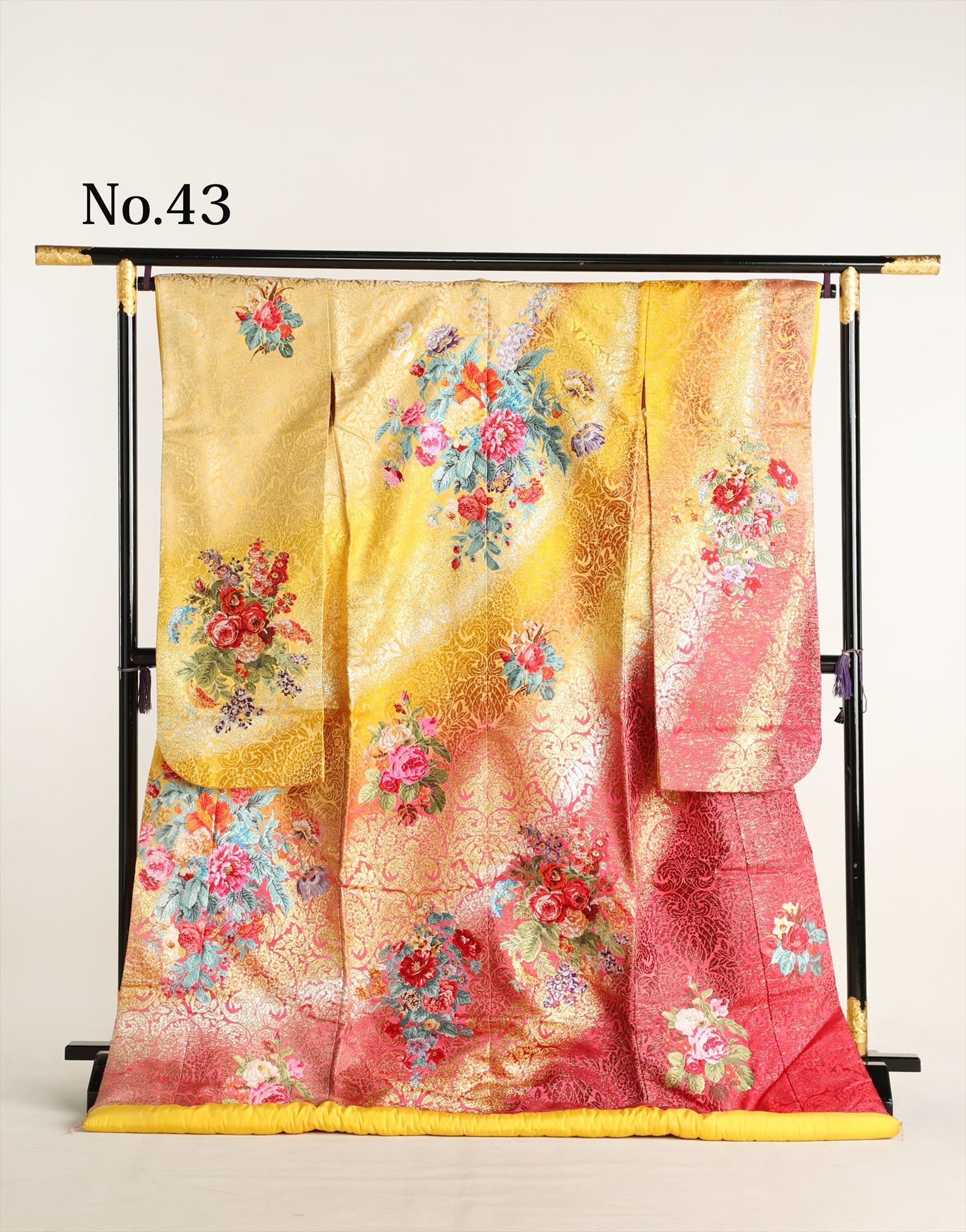 和装 色打掛 No.43｜黄からピンクのグラデーション・薔薇の洋花柄