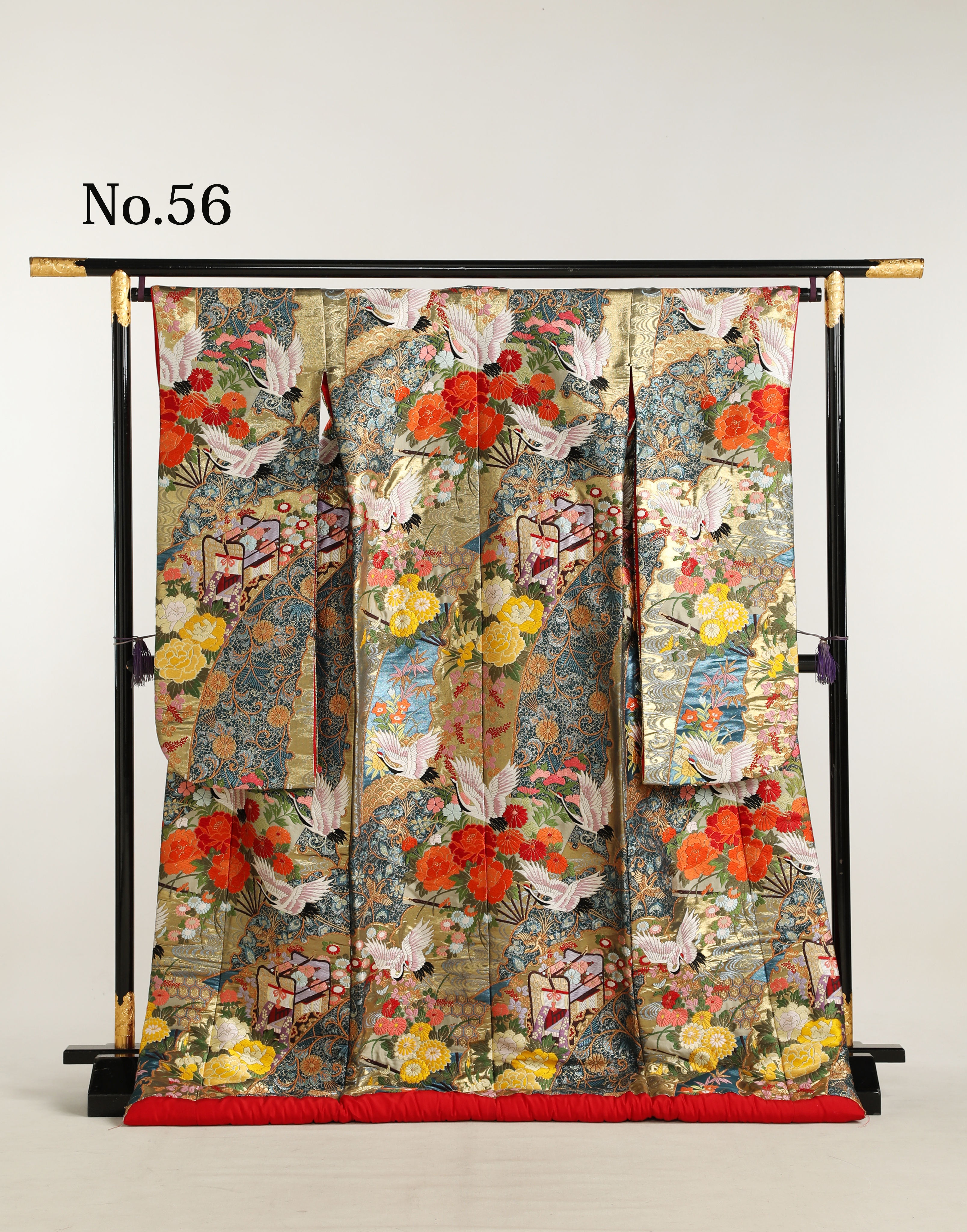 和装 色打掛 No.56｜青金地に鶴・御所車・流水