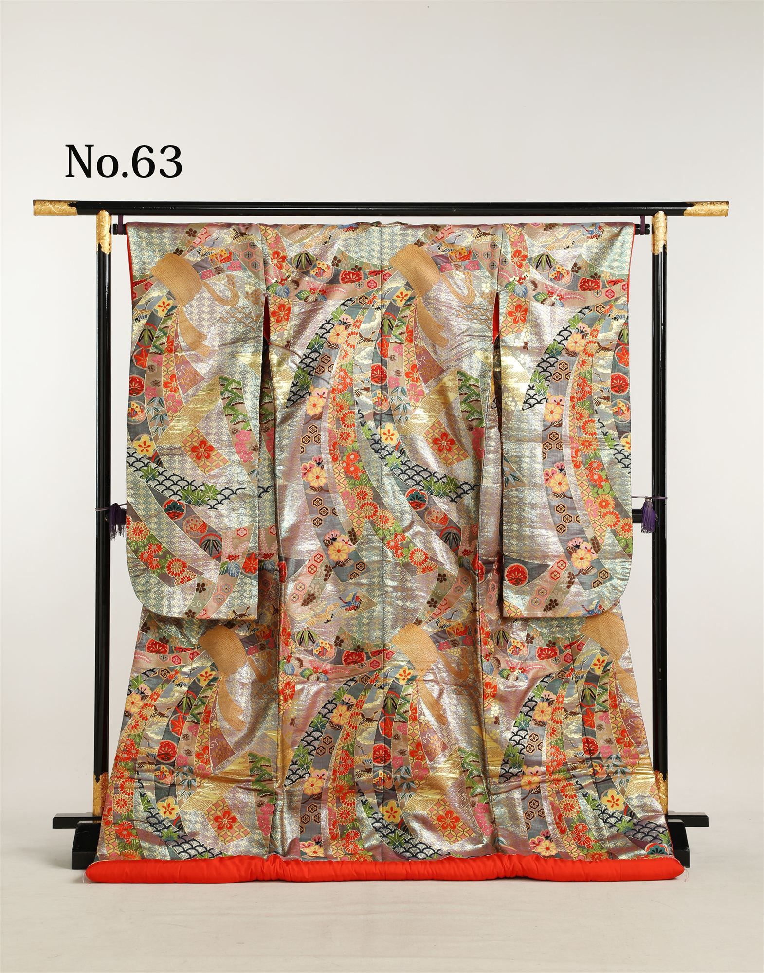 和装 色打掛 No.63｜銀地に扇面・短冊・松竹梅
